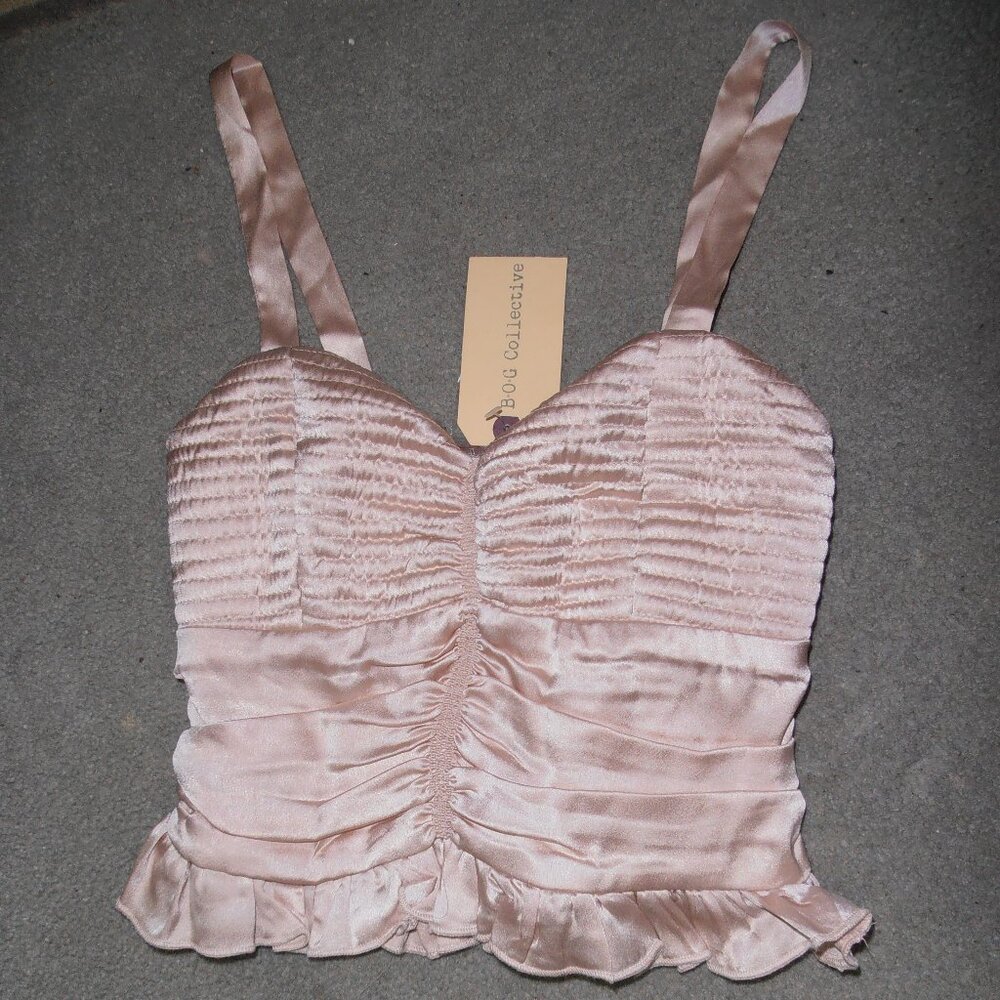 BOG Collective Silky Peplum Crop Top